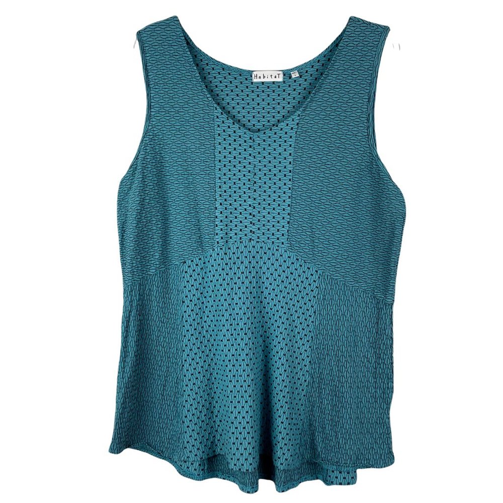 Habitat Top Lagenlook High Low Flowy V Neck Blue